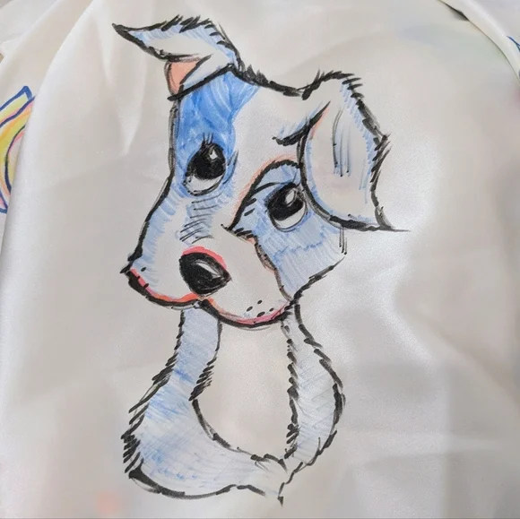 Spring Silk/satin Scarf Hand painted One of A Kind "Best Friends" Dog Print - Picture 9 of 14